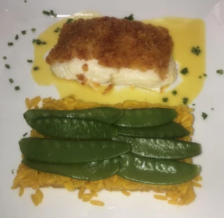 La recette du mois : Cabillaud en croûte de chorizo,  riz safrané