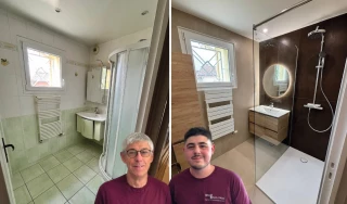 Jean-Paul et Benoit Brun, concepteurs/ installateurs de salles de bains complètes